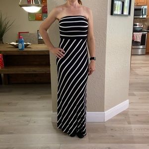 Black and white striped maxi dress